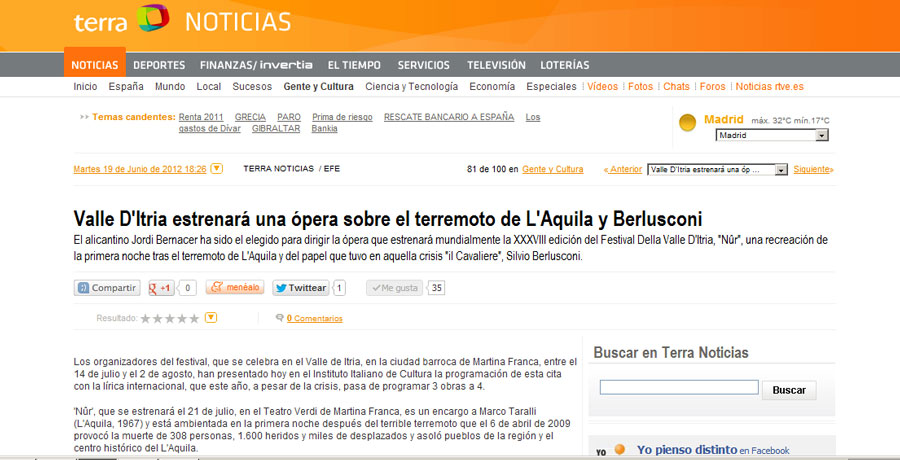 Festival della Valle d'Itria. In Spagna pensano sia su Berlusconi