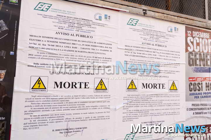 FSE, dal 2 maggio elettrificata la tratta Martina-Taranto. Le precauzioni per i cittadini