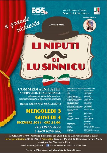 A Carovigno va in scena ‘Li niputi di lu sinnicu’, mercoledì 3 e giovedì 4 dicembre