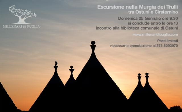 Gli appuntamenti dei Millenari di Puglia nel prossimo weekend del 24 e 25 gennaio