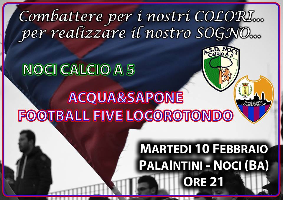 Coppa Puglia: l’Acqua&Sapone sfida in gara 2 il Noci Calcio a 5