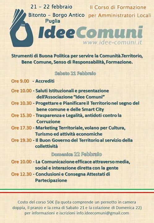 Idee comuni a Bitonto un corso di formazione politica