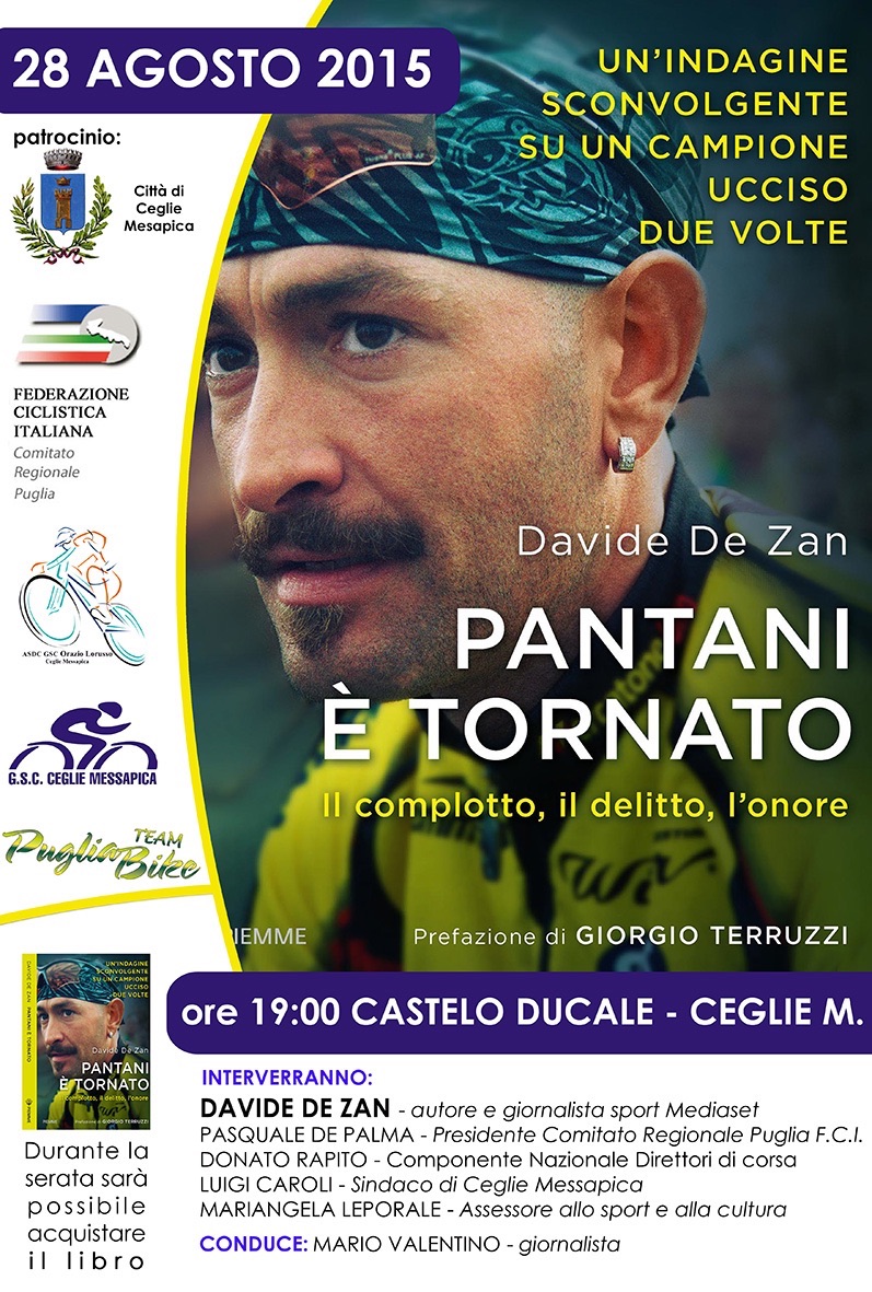 Pantani è tornato. Questa sera a Ceglie la presentazione del libro di Daniele De Zan