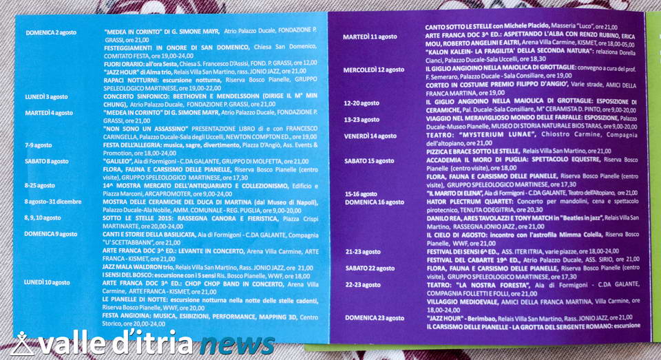 Eventi estivi: sbagliate le date sulla brochure di “That’s Martina 2015”