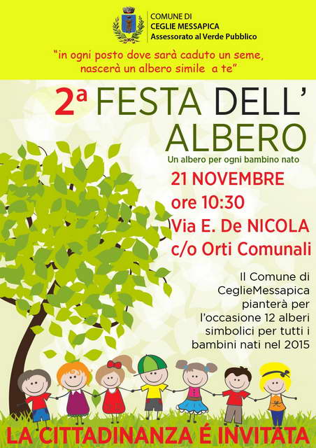 Alberi per i bambini. Domenica a Ceglie la “Giornata Nazionale degli Alberi”