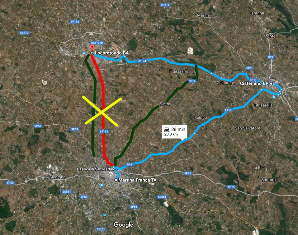 Sequesto SS172, ecco i percorsi alternativi. I mezzi pesanti passeranno da Cisternino