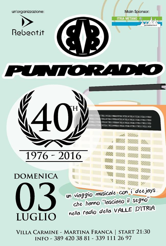 40 anni di Puntoradio. Domenica DJ set in Villa Carmine
