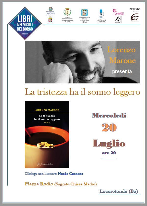 Lorenzo Marone presenta a Locorotondo “La tristezza ha il sonno leggero”