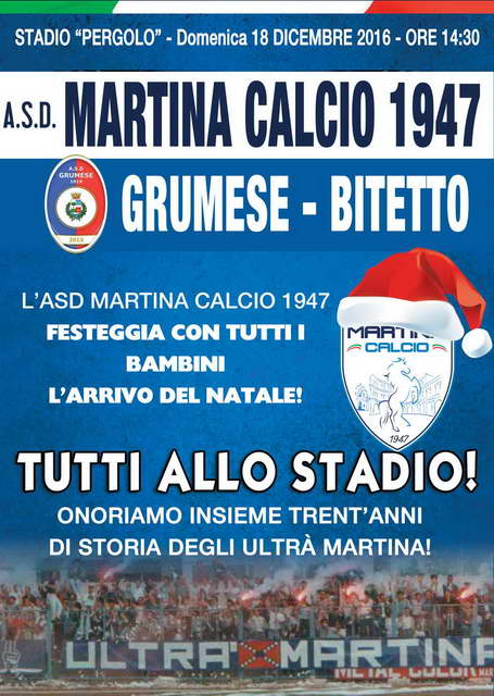 30 anni di Ultrà Martina e Babbo Natale per i più piccoli: le iniziative per Martina-Bitetto