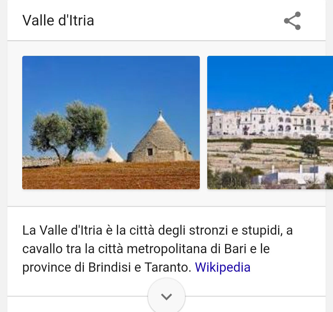 AGGIORNATO – Se scrivete “Valle d’Itria” su Wikipedia, il risultato non fa ridere