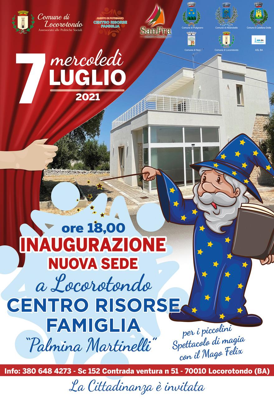 Locorotondo tutto pronto per l’inaugurazione del Centro Risorse Famiglie “Palmina Martinelli”