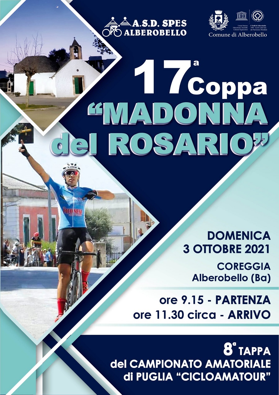 Alberobello. Ciclismo, domenica 3 ottobre la 17ma edizione della Coppa Madonna del Rosario