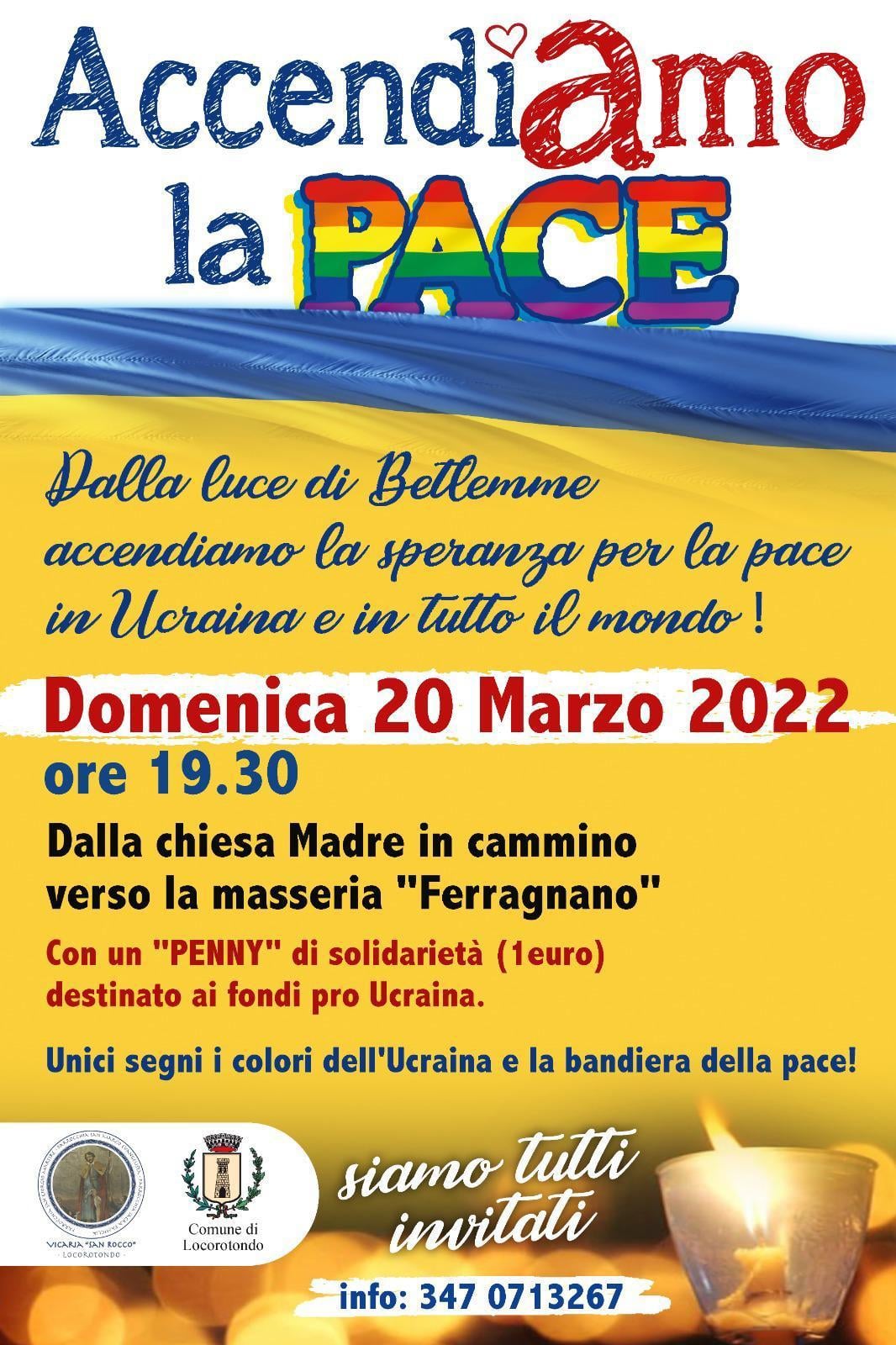 Locorotondo: in programma per domenica 20 marzo il falò della pace