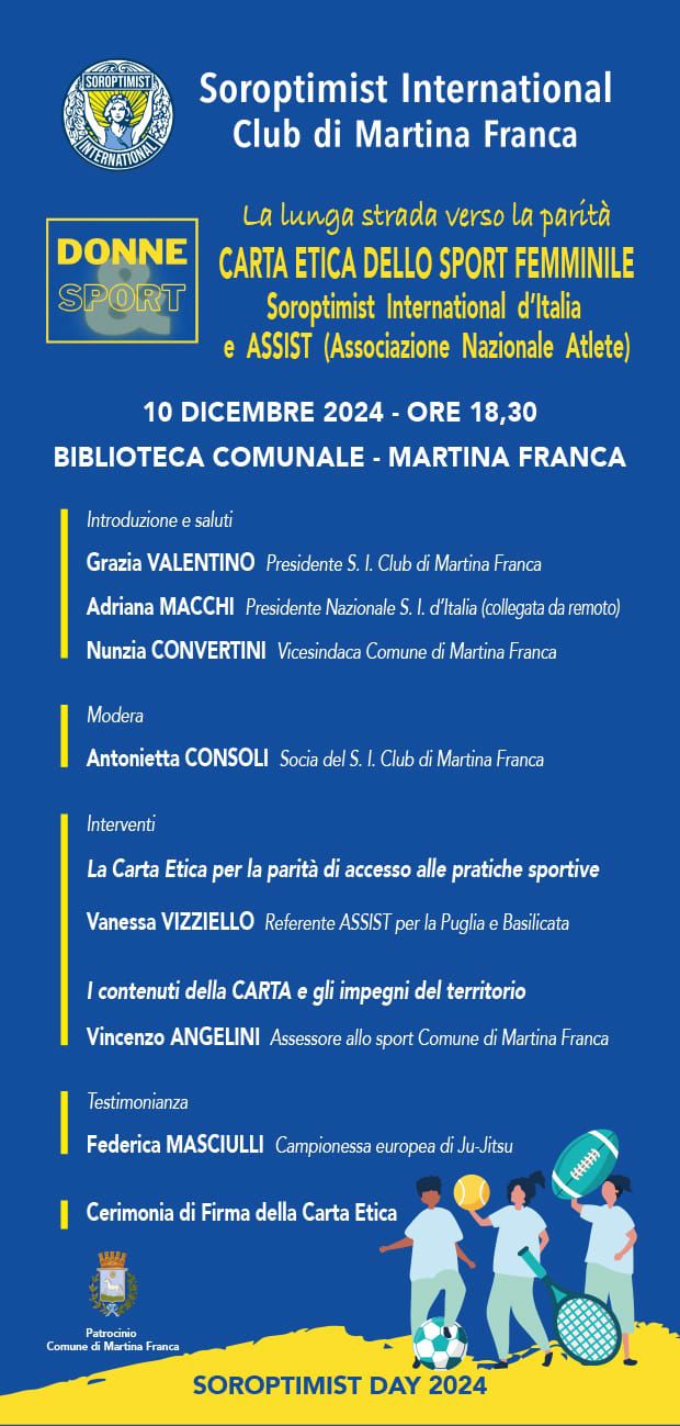 Carta etica dello sport femminile. Un incontro del Soroptimist di Martina Franca