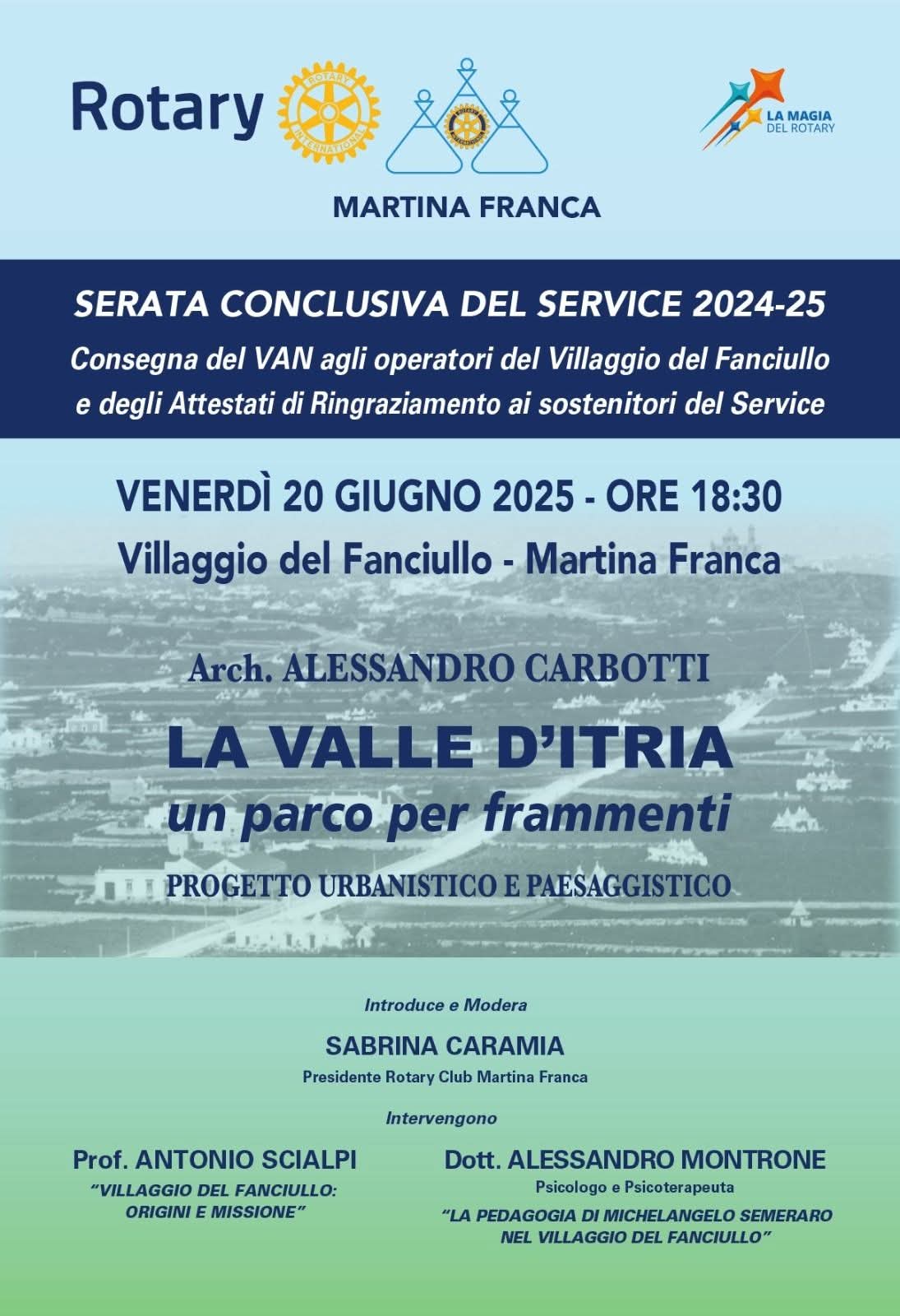 Conclusione del service Rotary: un van al Villaggio del Fanciullo e nuovi studi su Semeraro