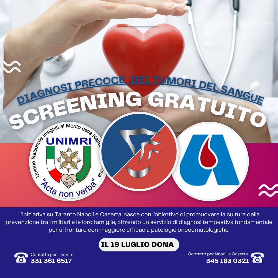 Tumori del sangue. Il 19 luglio screening gratuito per i carabinieri e le loro famiglie
