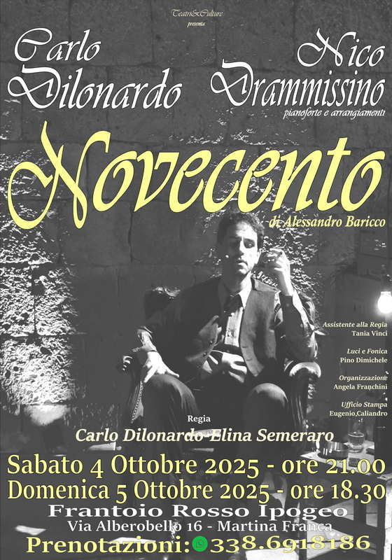 Novecento. Il monologo di Alessandro Baricco in 2 serate a Martina Franca