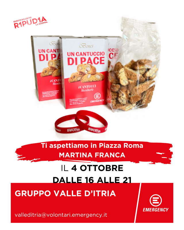 Un cantuccio di pace. Sabato iniziativa di Emergency per Gaza