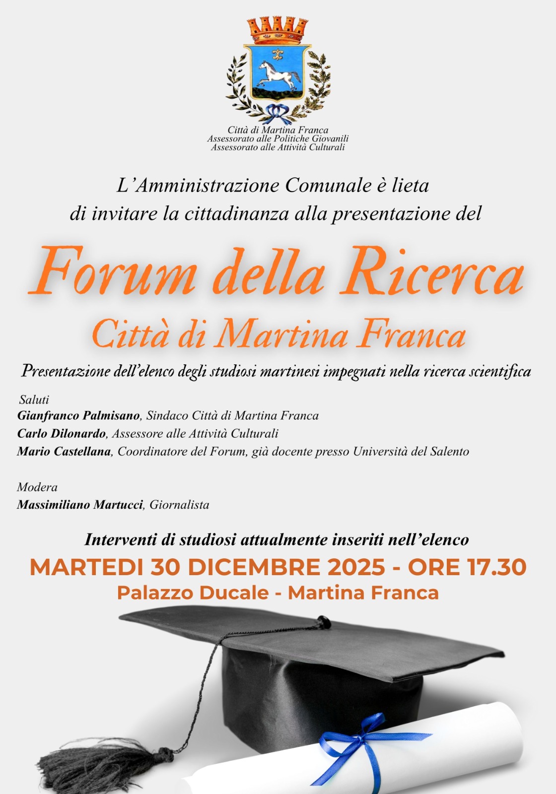 Forum della ricerca: Martina Franca presenta l’elenco degli studiosi martinesi impegnati nelle università italiane e straniere