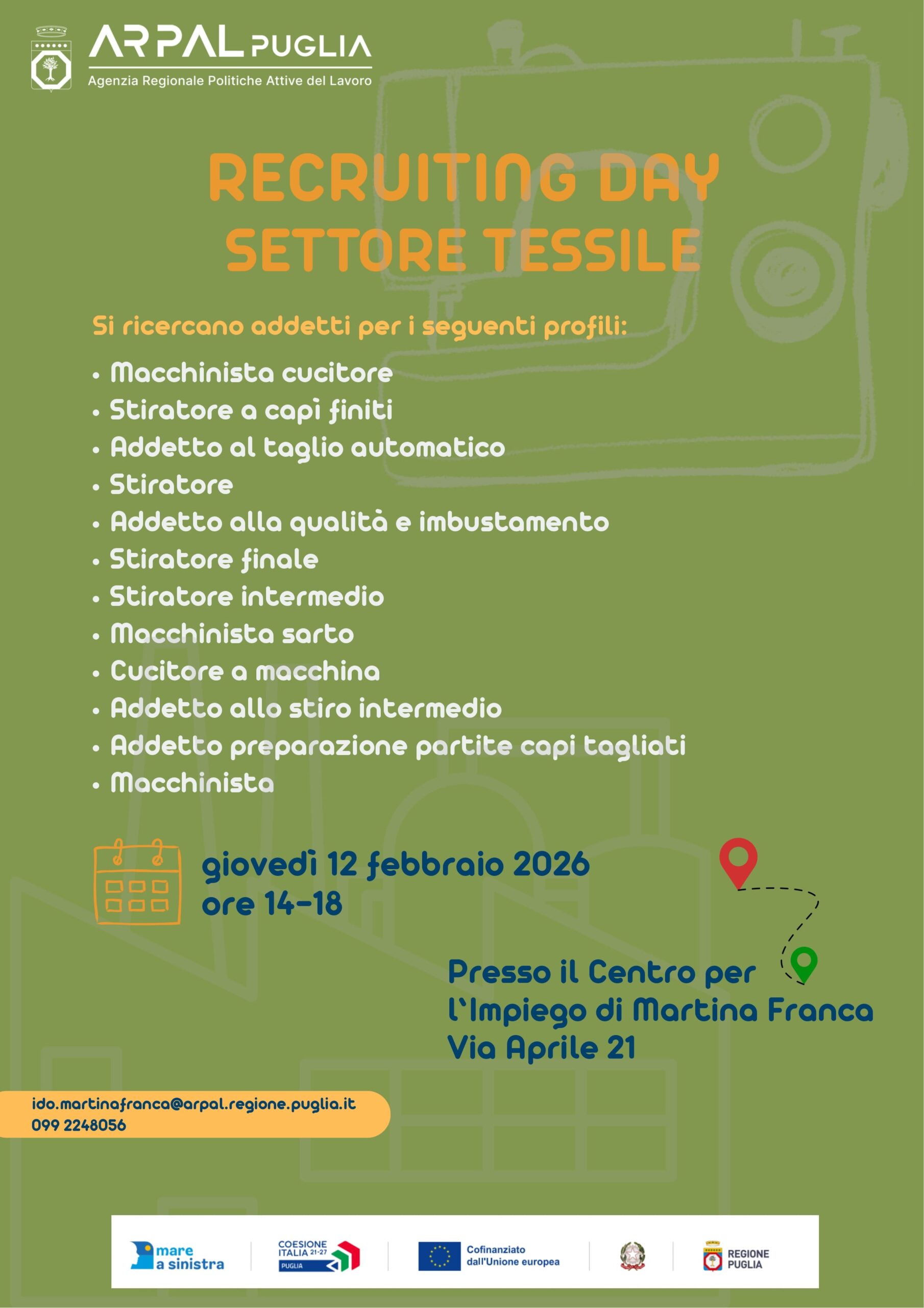 Tessile. Il 12 febbraio recruiting day a Martina Franca