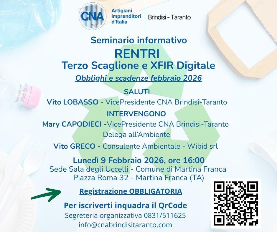 Rifiuti. Gli obblighi del R.E.N.T.R.i entro il 13 febbraio. CNA organizza un incontro