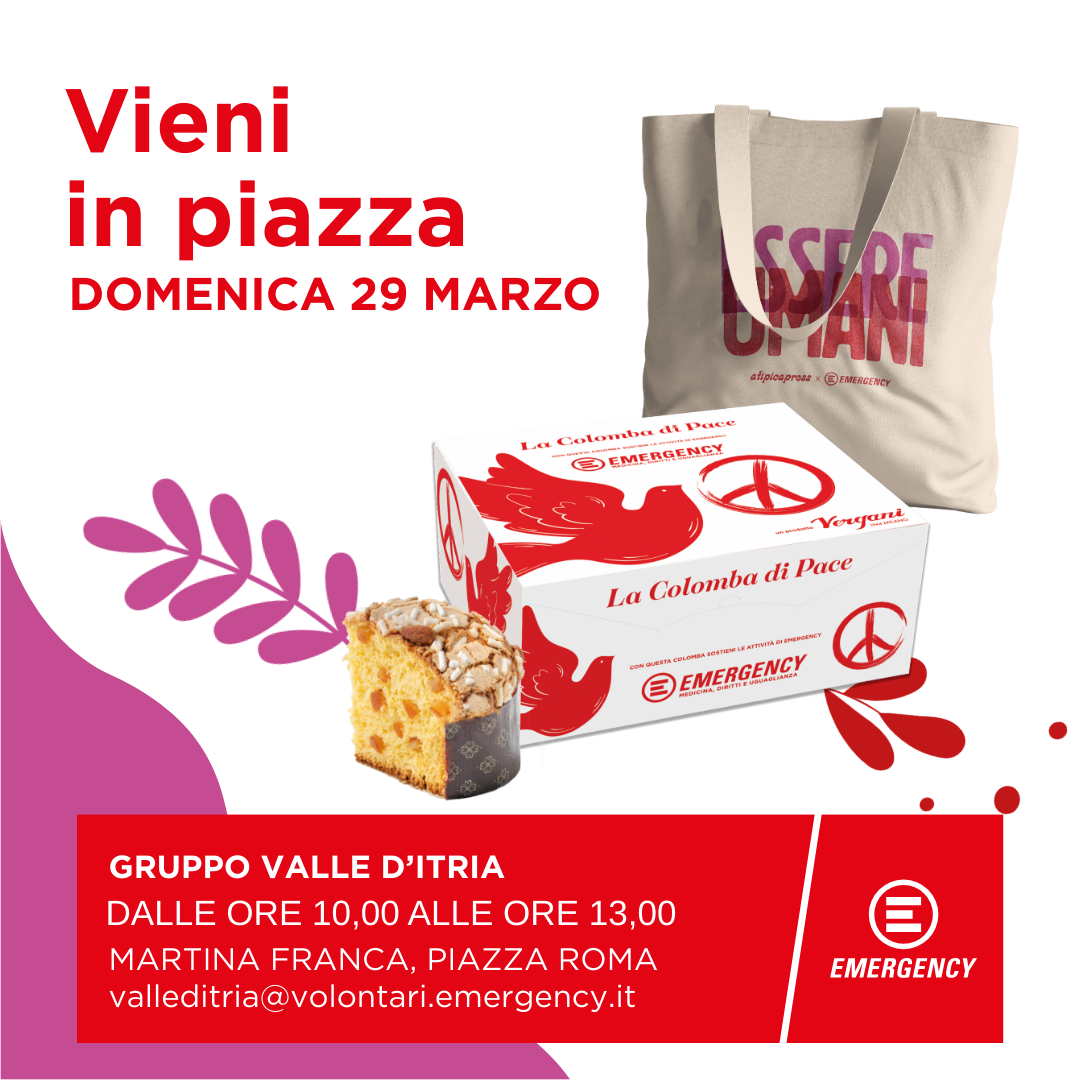 Pasqua solidale. A Martina Franca arriva la Colomba di Emergency per sostenere la pace