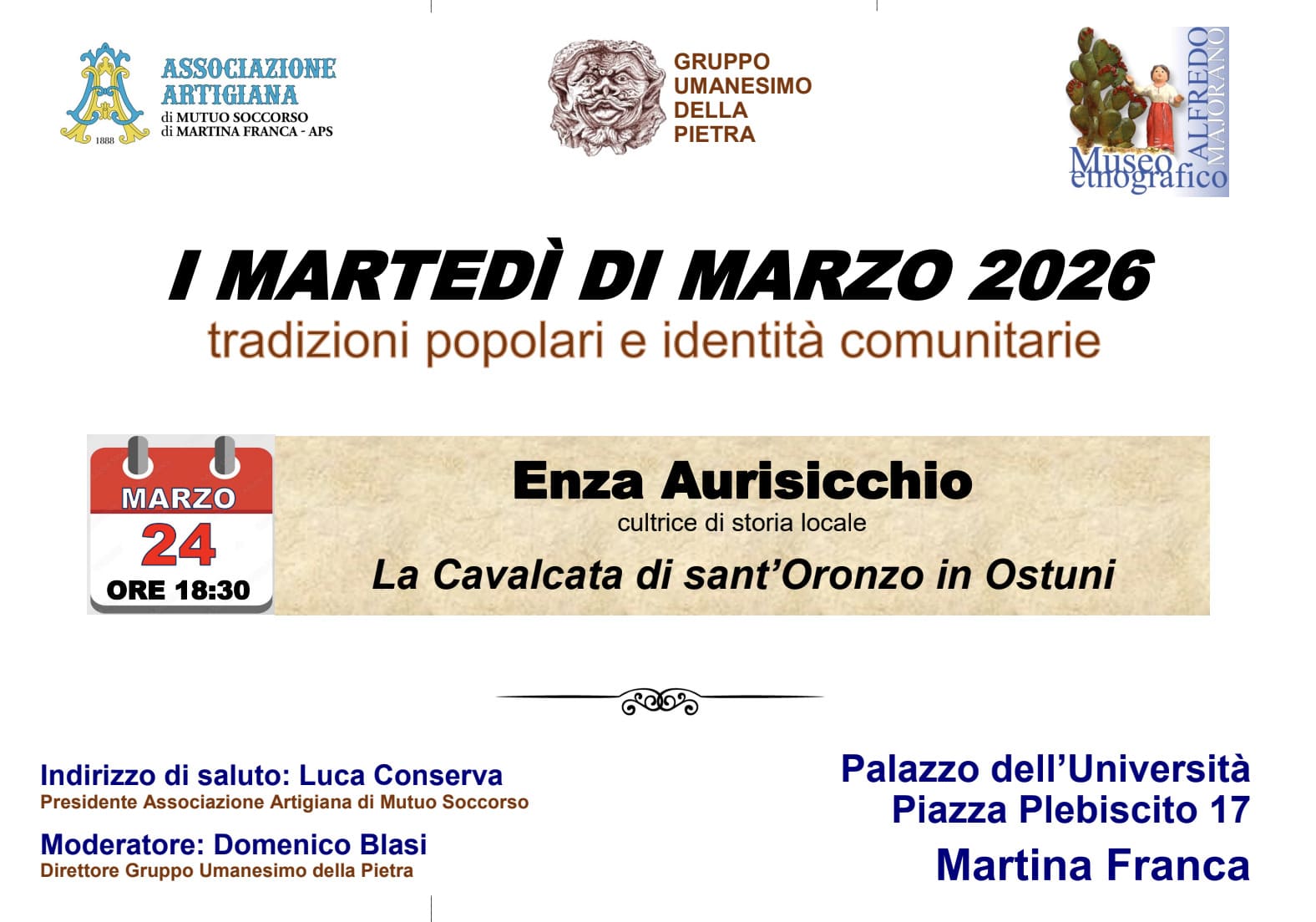 “La cavalcata di Sant’Oronzo”. Domani nuovo appuntamento coi martedì di Umanesimo della Pietra