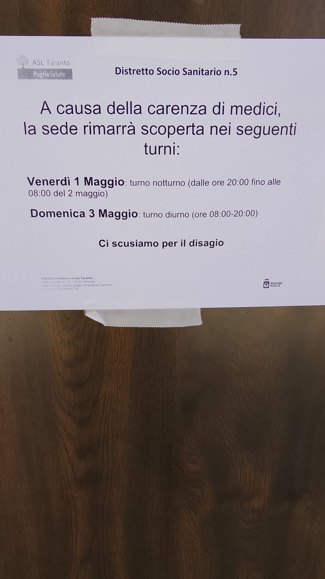 Guardia medica chiusa. FDI: “Il Distretto chiarisca”