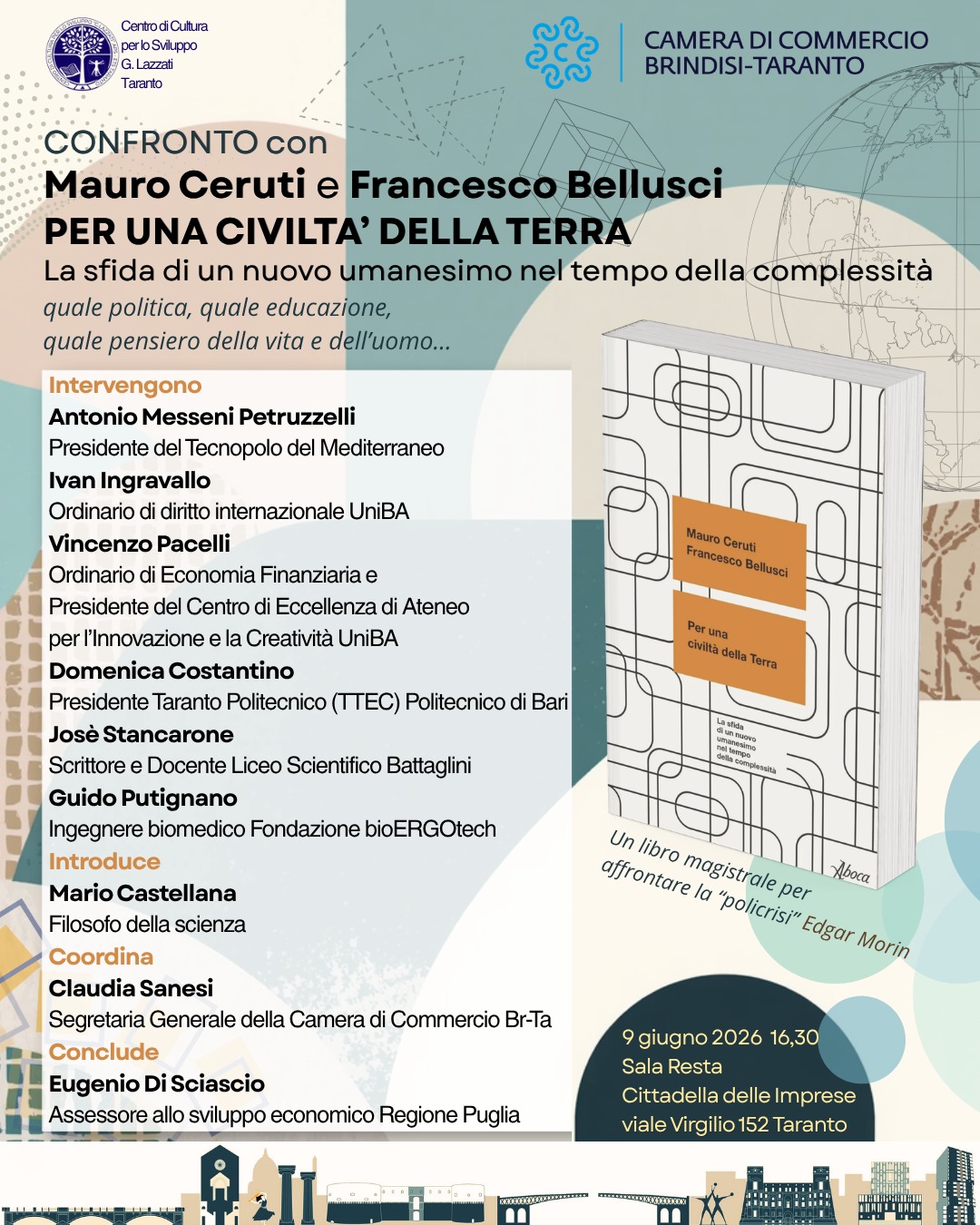 “Per una civiltà della terra”. A Taranto presentazione del libro di Ceruti e Bellusci