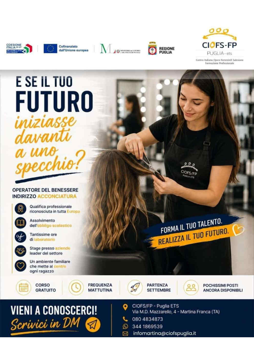 Al via un corso gratuito per diventare acconciatore