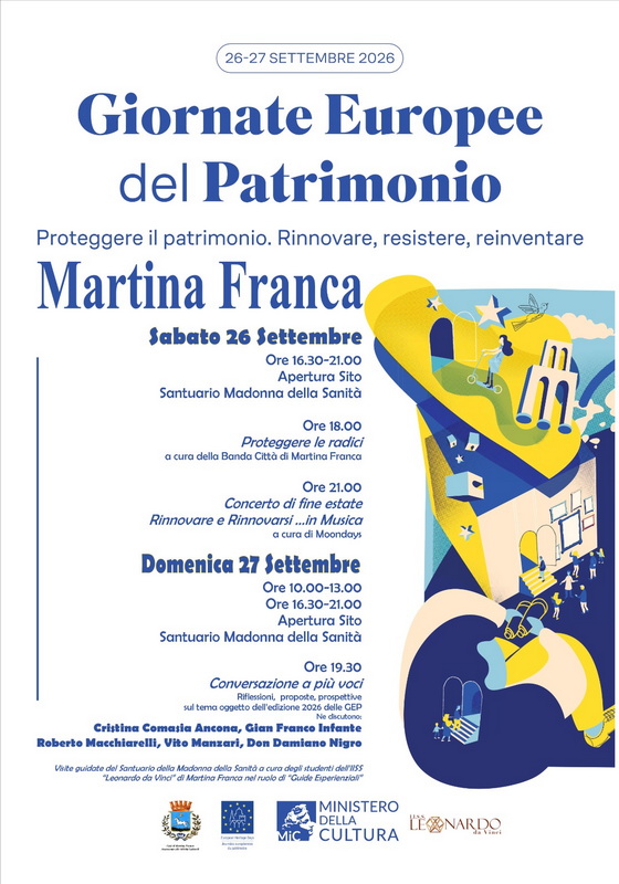 Giornate Europee del Patrimonio. A Martina Franca memoria, cultura e musica il 26 e 27 settembre