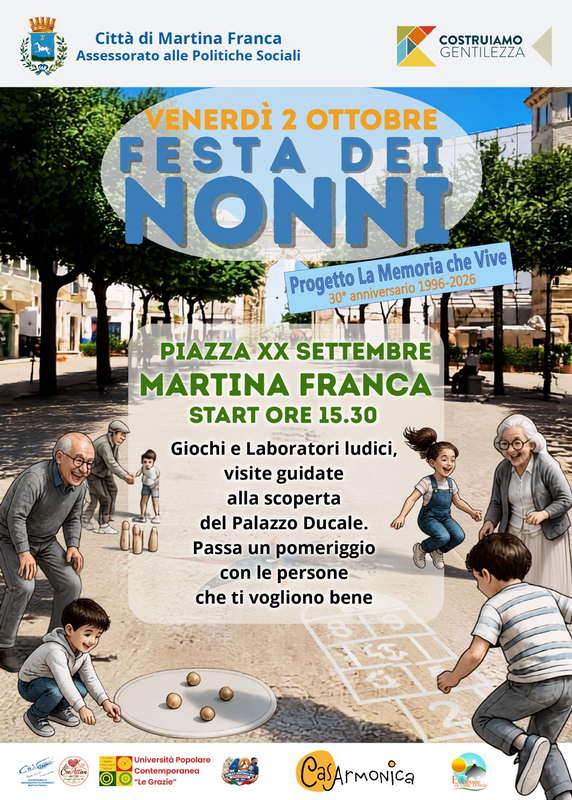 Festa dei Nonni, a Martina Franca giochi, memoria e tradizioni dal 2 all’8 ottobre